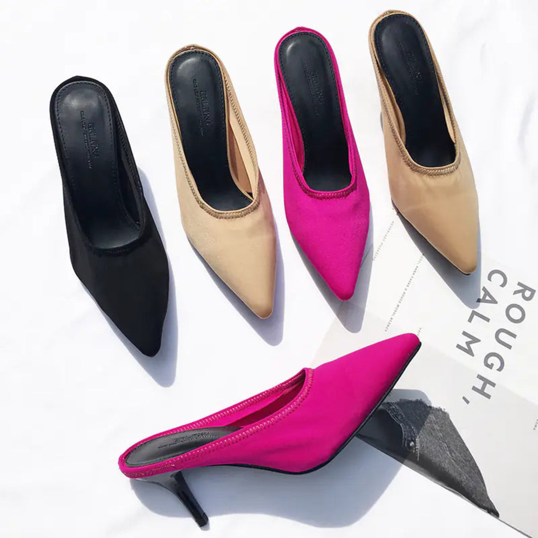 Mules Cetim Pontiagudo Elegante