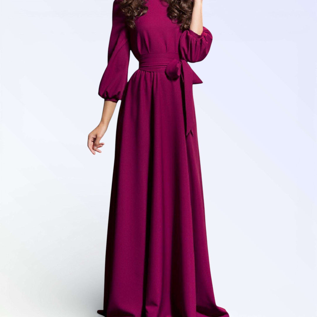 MERMAID — VESTIDO LONGO BALÃO MANGA CREPE