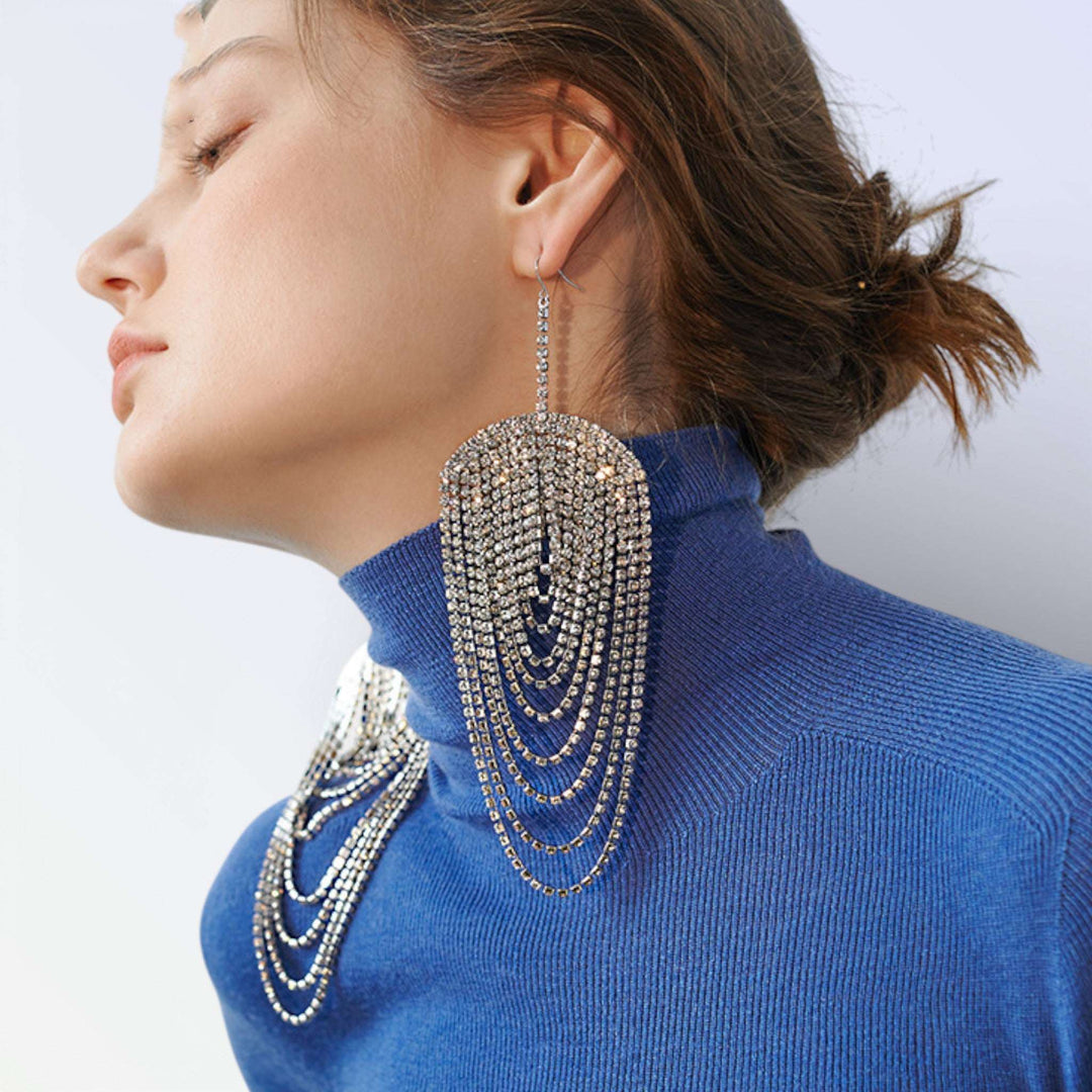 CADENA — BRINCOS DROP FRANJA CRISTAL