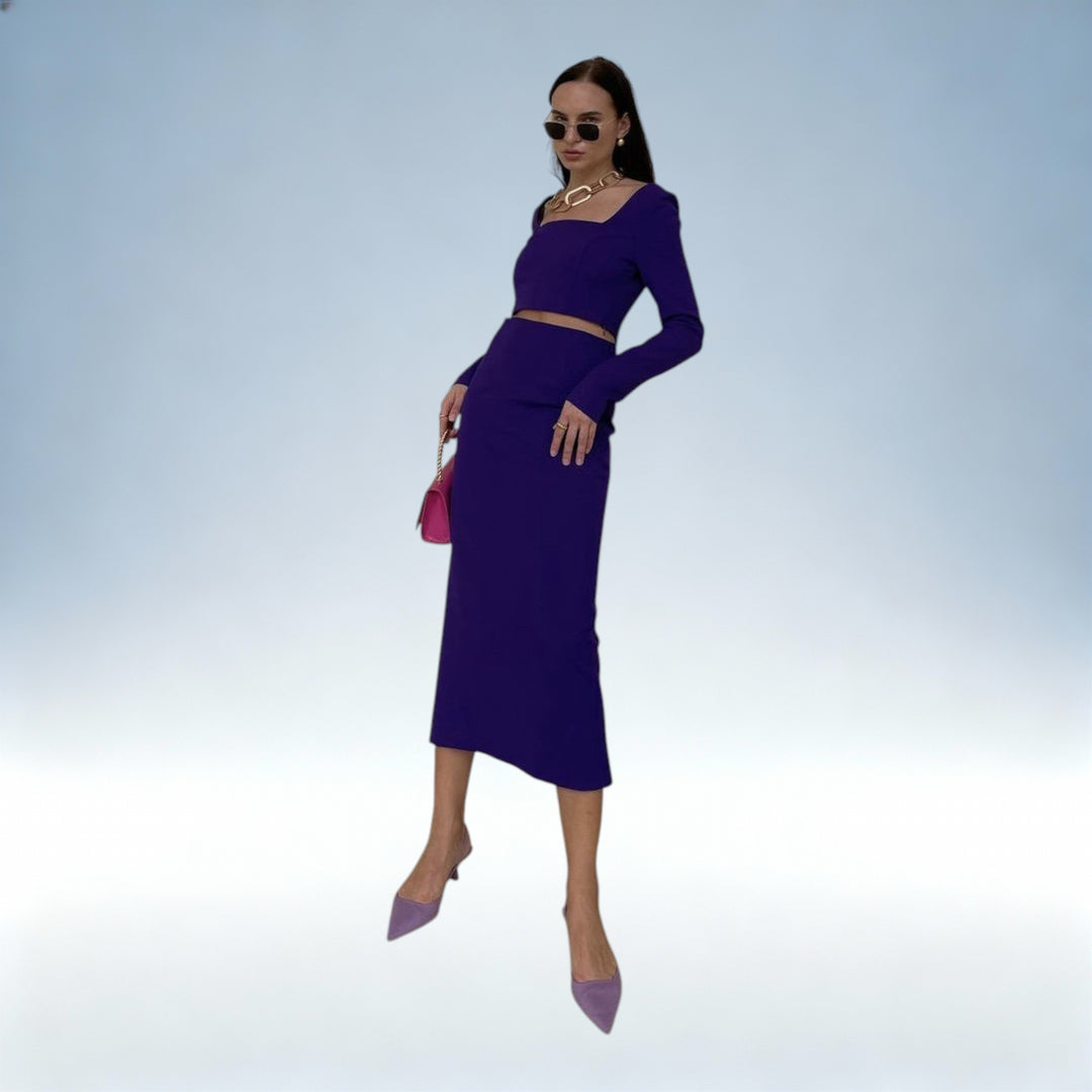 LAURA — Conjunto de Cor Sólida Design Exclusivo | Elegância Atemporal