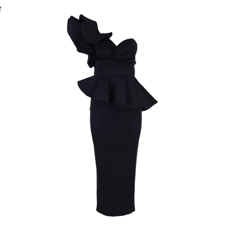 Elegant Off-Shoulder Ruffled Evening Dress for Women