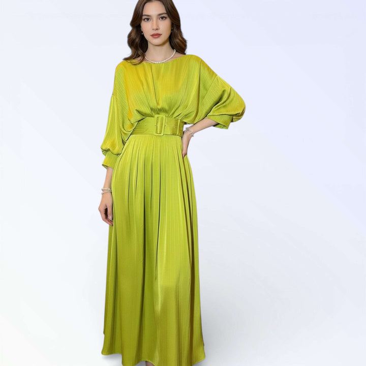 BELT — VESTIDO MIDI PLISSADO COM CINTO