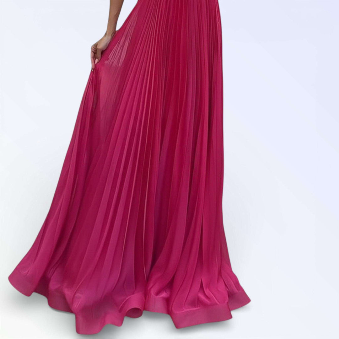 FLARE — VESTIDO LONGO PLISSADO COM MANGAS BABY DOLL