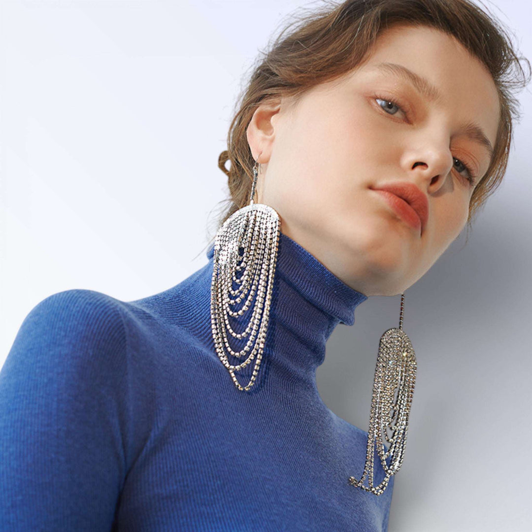 CADENA — BRINCOS DROP FRANJA CRISTAL