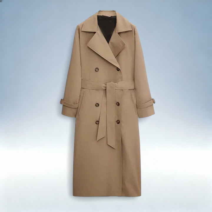 JÚLIA — Casaco Trench Coat Vintage Duplo Peito | Elegância Clássica
