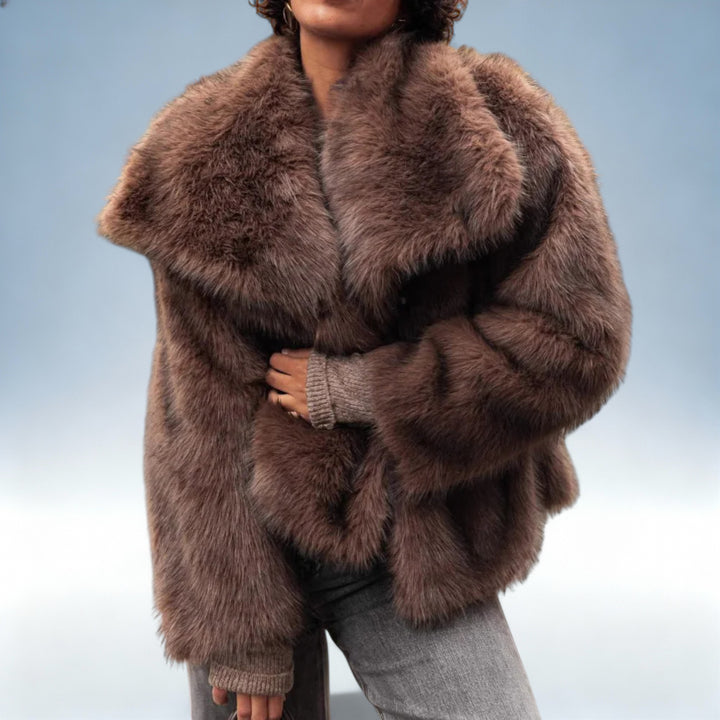 ELSA — Casaco Pele Sintética Premium em Tecido Luxuoso | Elegância Invernal