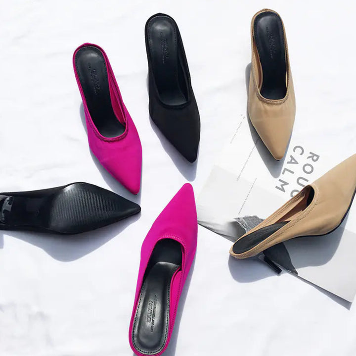 Mules Cetim Pontiagudo Elegante