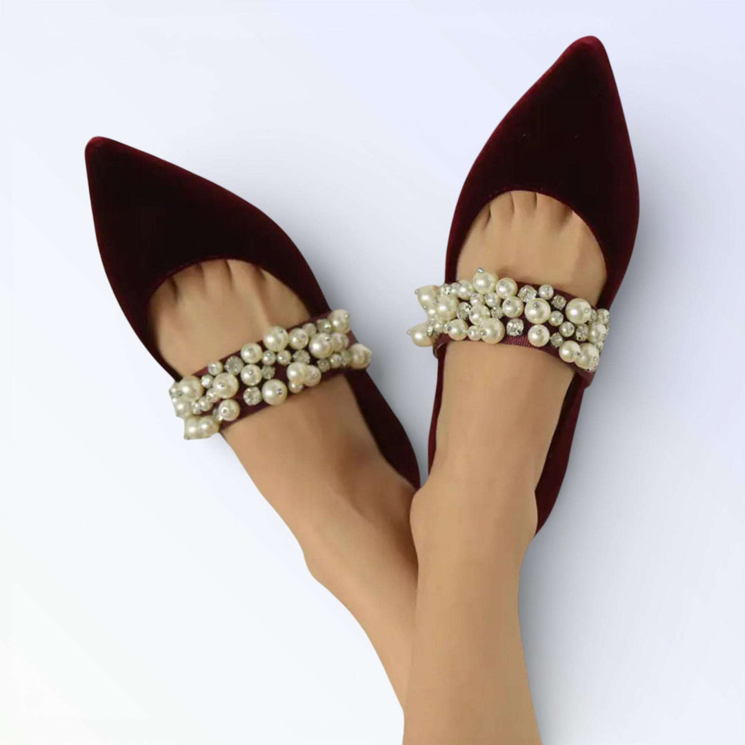 LUMINA — SAPATOS FLAT VELUDO PEROLAS