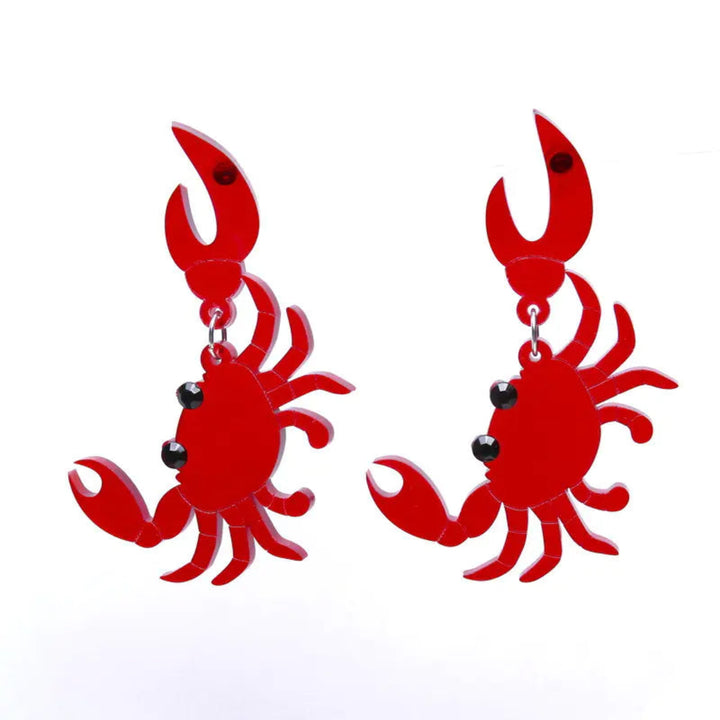 caranguejo vermelho brincos acrilico