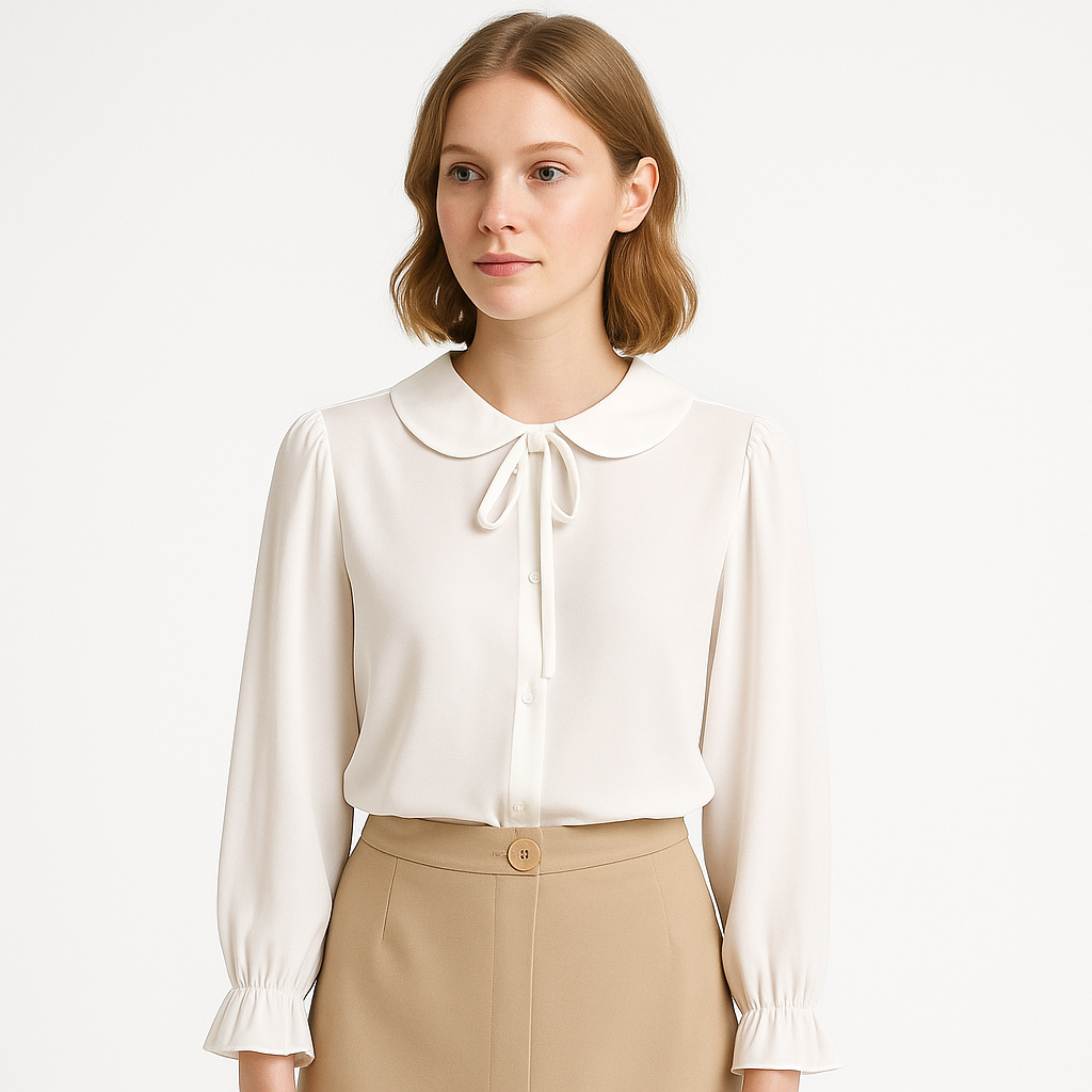SOPHIA: Camisa Francesa com Laço na Gola