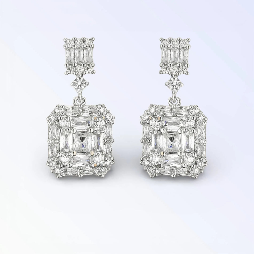 Brincos Ópera Quadrados Cristal – Elegância Dramática para Noites Especiais - KUKA Brand