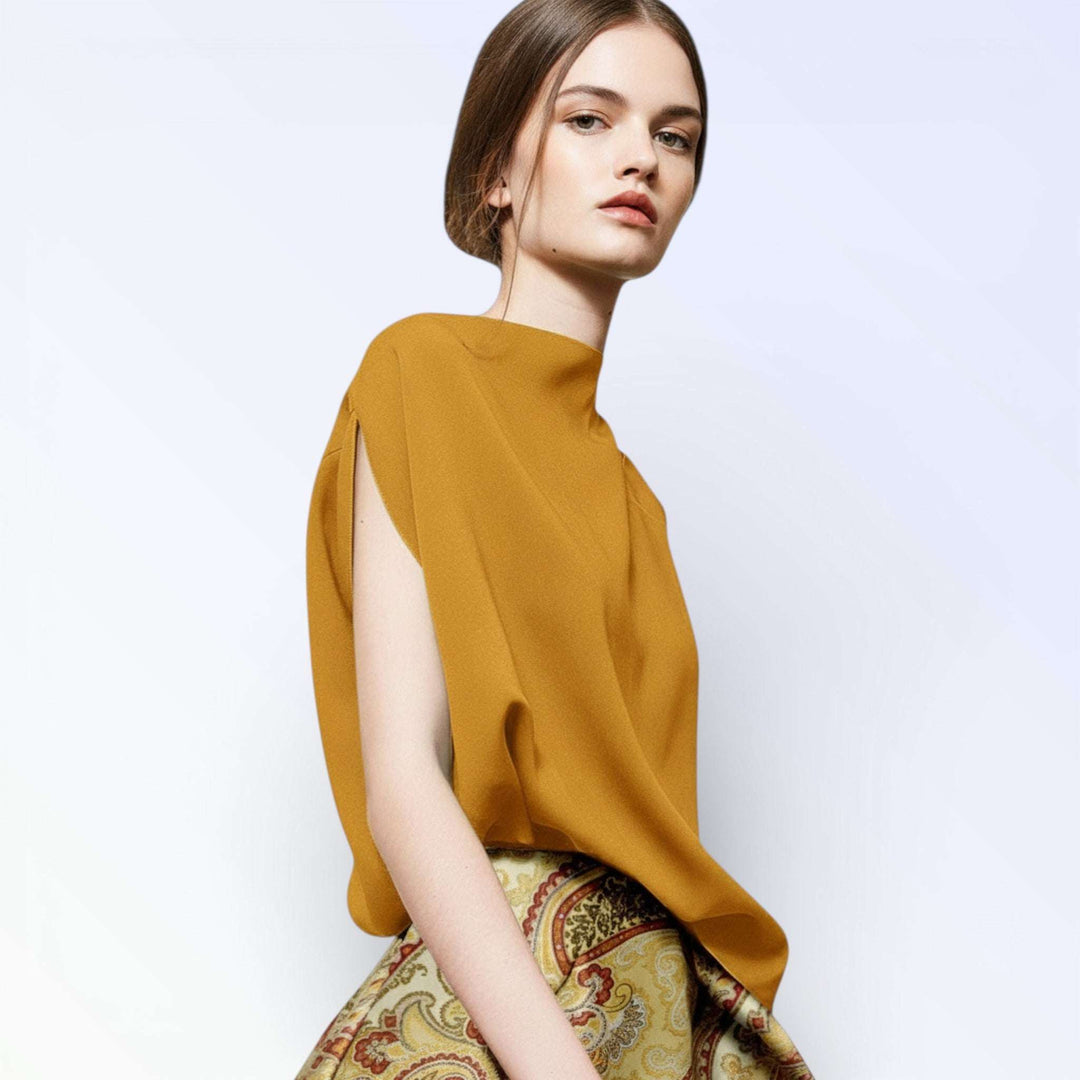 PAISLEY — CONJUNTO TOP ALTO E SAIA PLISSADA ESTAMPADA