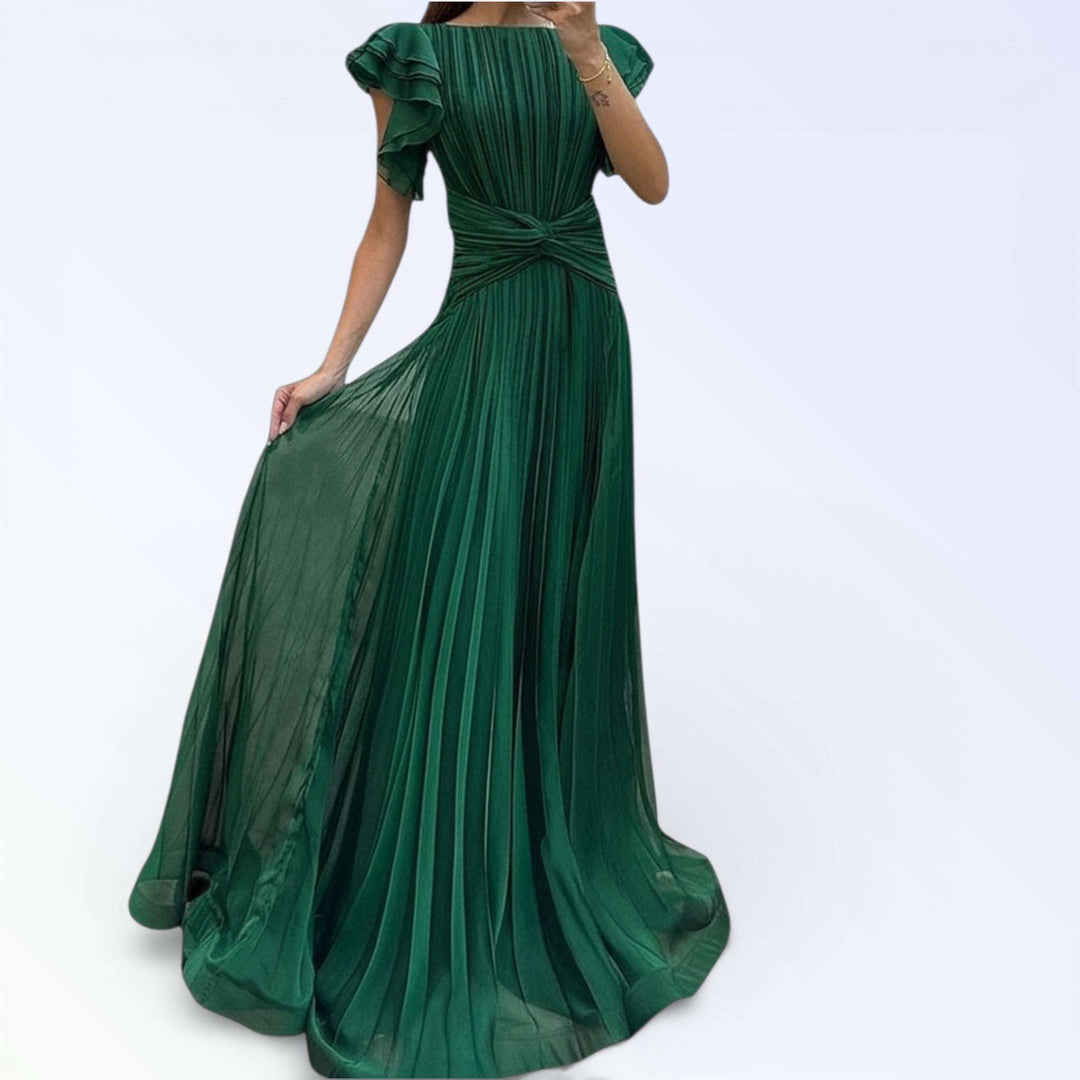 FLARE — VESTIDO LONGO PLISSADO COM MANGAS BABY DOLL