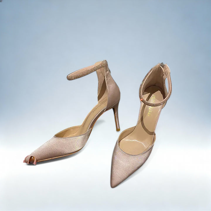 FLORENCE — Sandálias Salto Alto com Strass | Elegância Brilhante