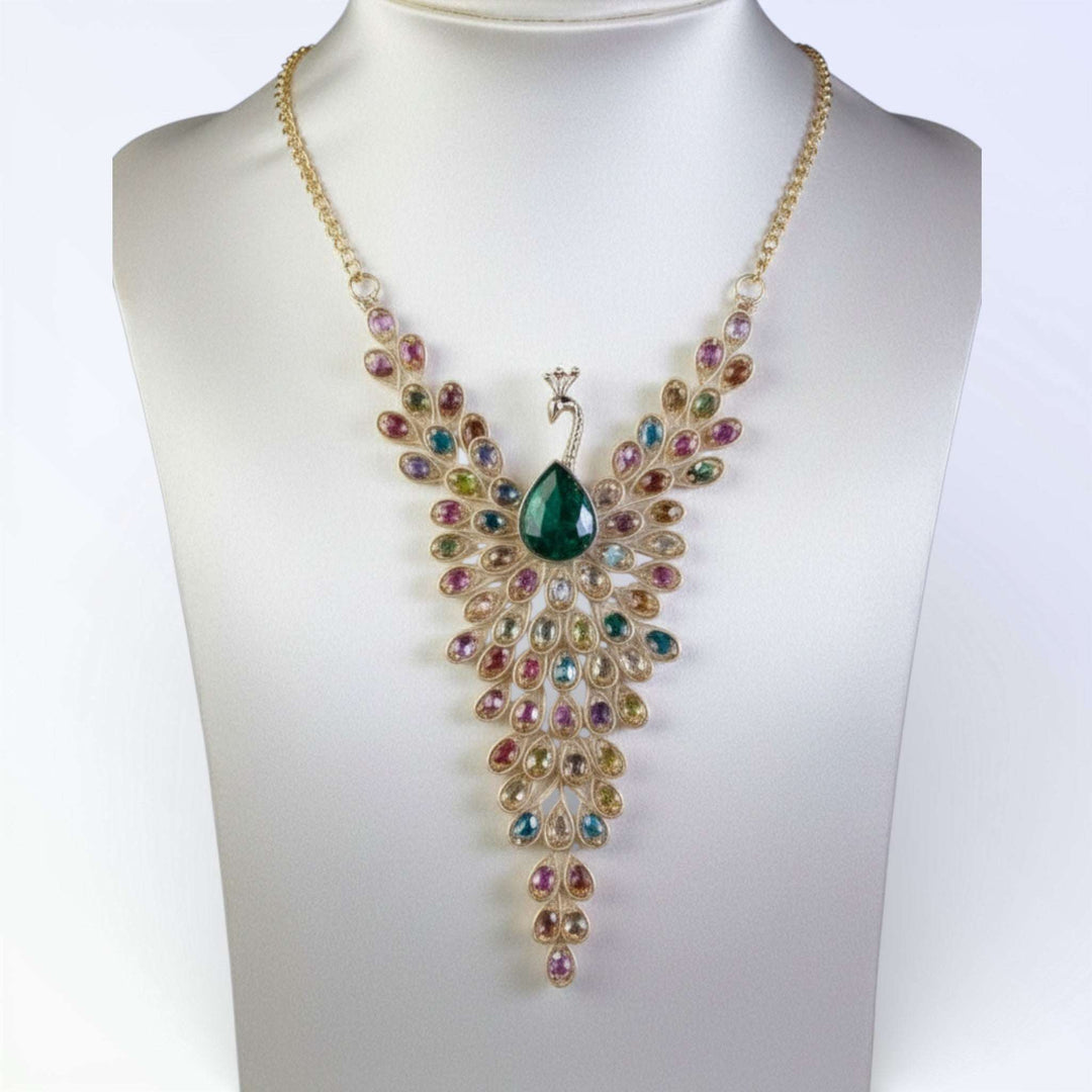PAVÃO — COLAR PAVÃO MULTICOLOR OURO ROSA