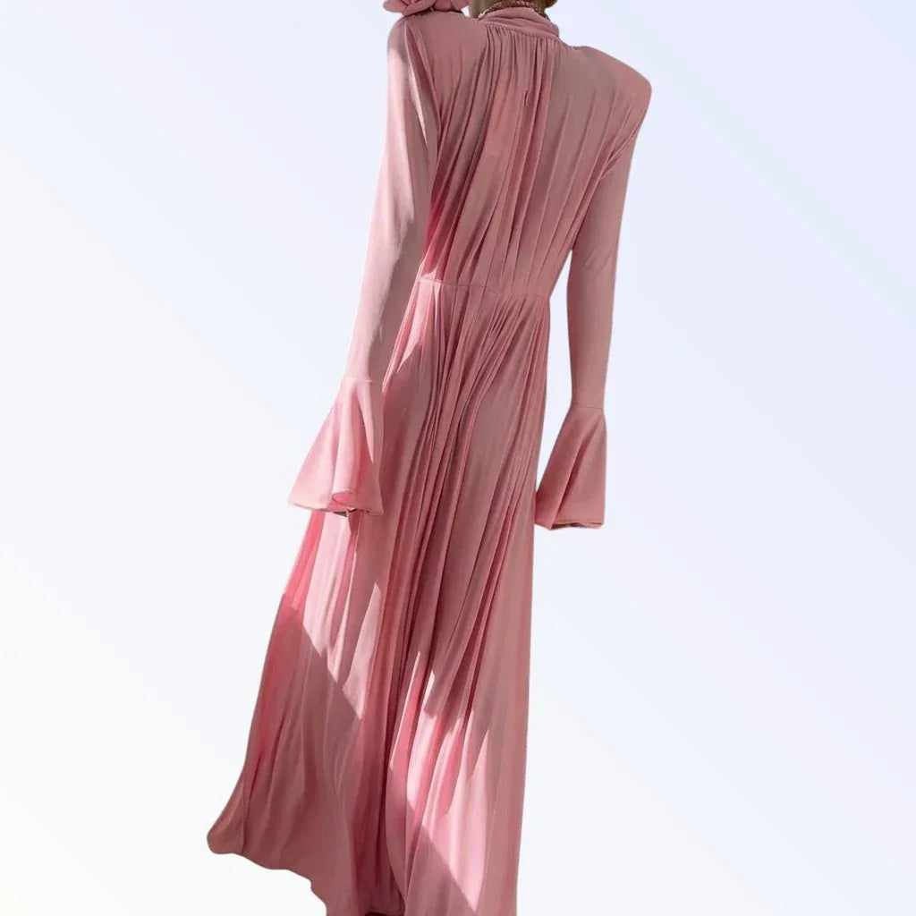 FLAMENCO — Vestido Longo Plissado Ombro Floral Dramático - KUKA Brand