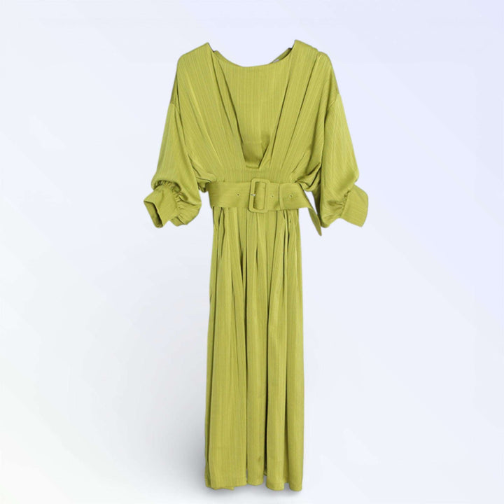 BELT — VESTIDO MIDI PLISSADO COM CINTO