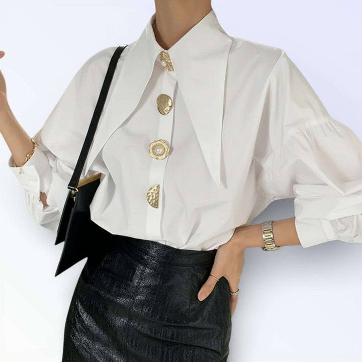 DUNA — CAMISA OVERSIZED GOLA ALTA BOTÕES OURO