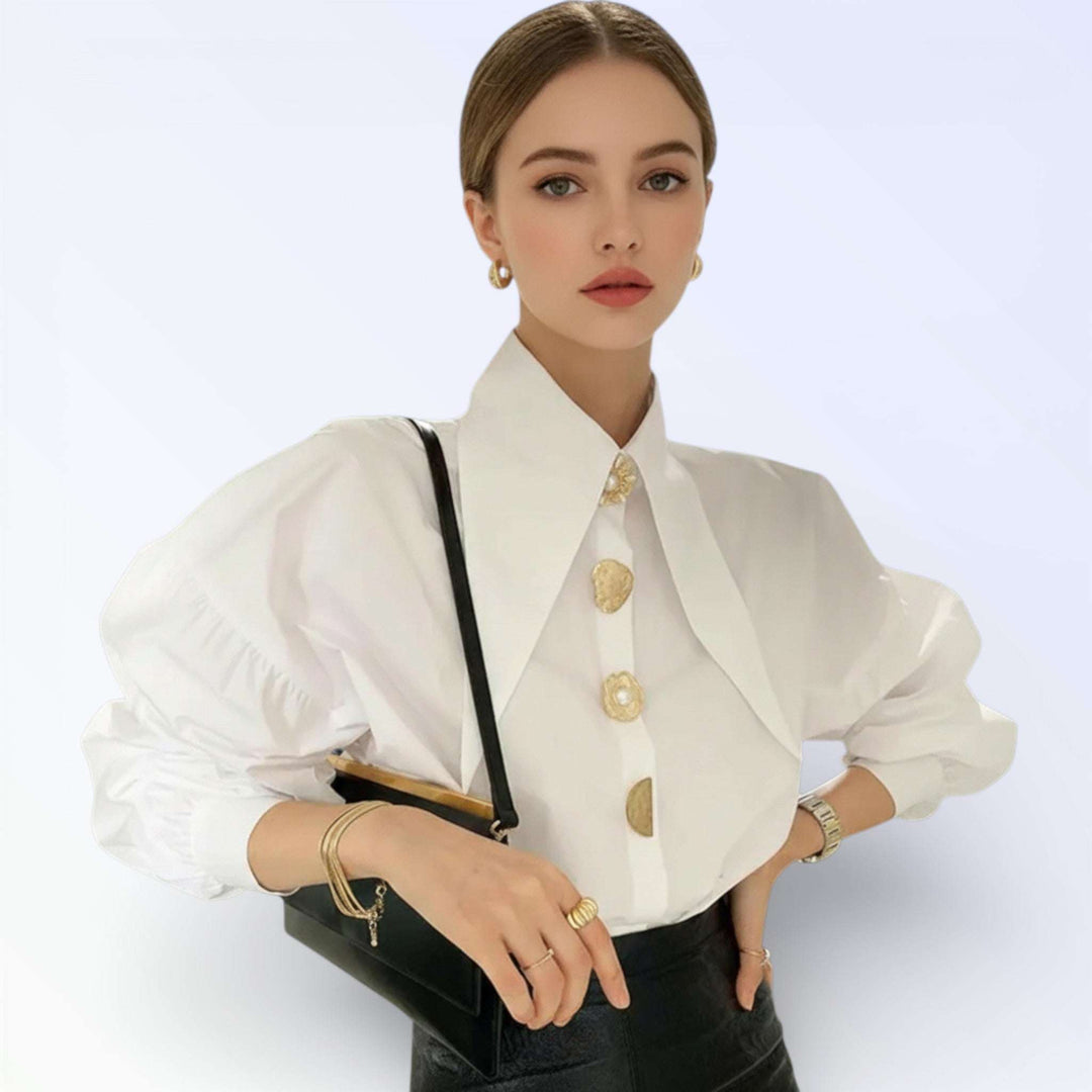 DUNA — CAMISA OVERSIZED GOLA ALTA BOTÕES OURO