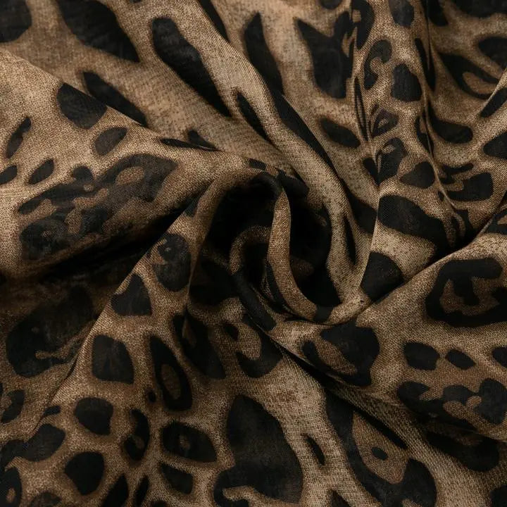 Leopard Print V-Neck Maxi Dress with Spaghetti Straps