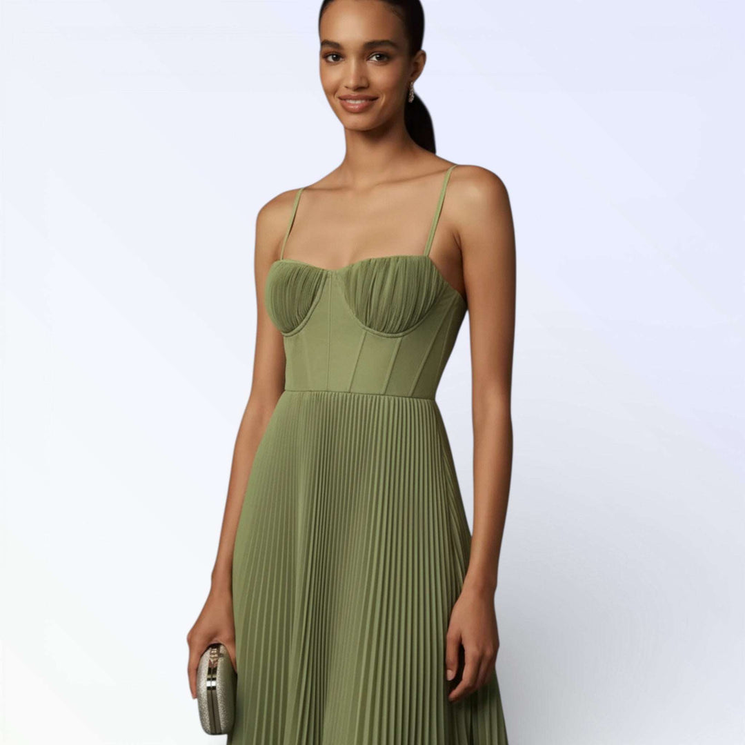 PLISSÉ — VESTIDO ALÇAS PLISSADO LONGO