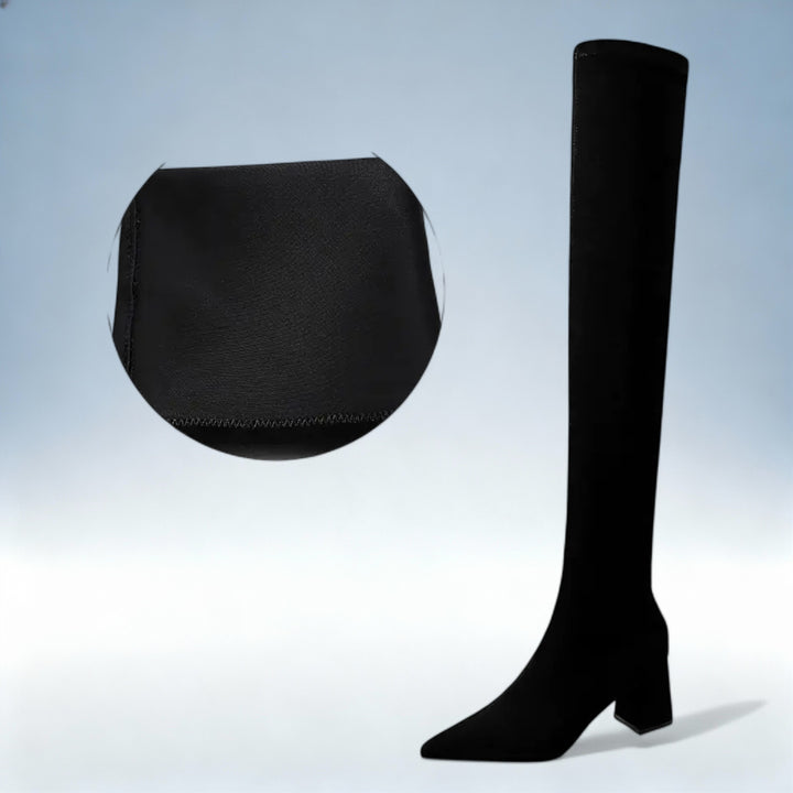 LORENA — Botas Altas Camurça Premium Salto Elegante | Luxo Over-Knee