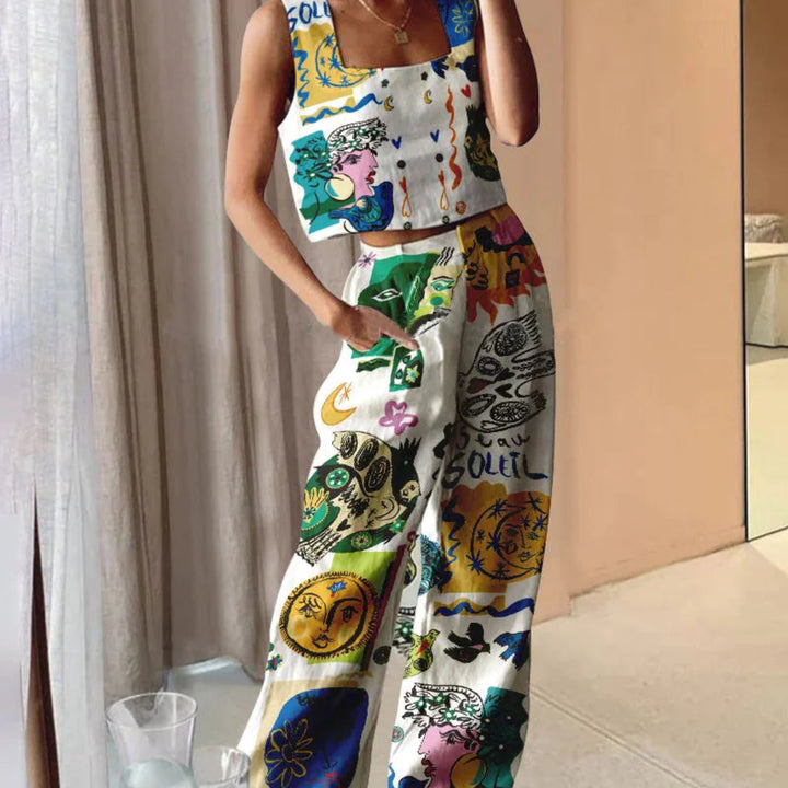 Conjunto Colete e Calças Estampado