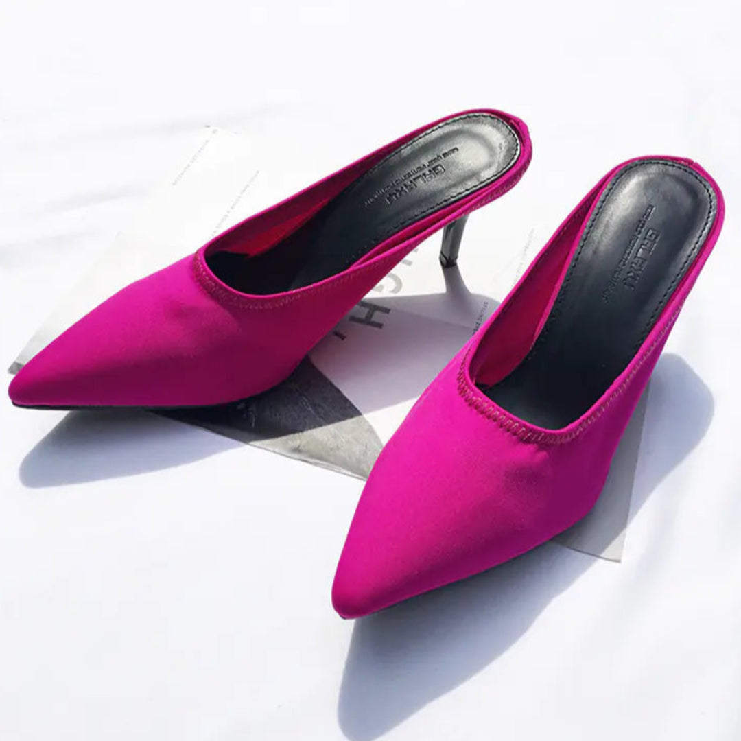 Mules Cetim Pontiagudo Elegante