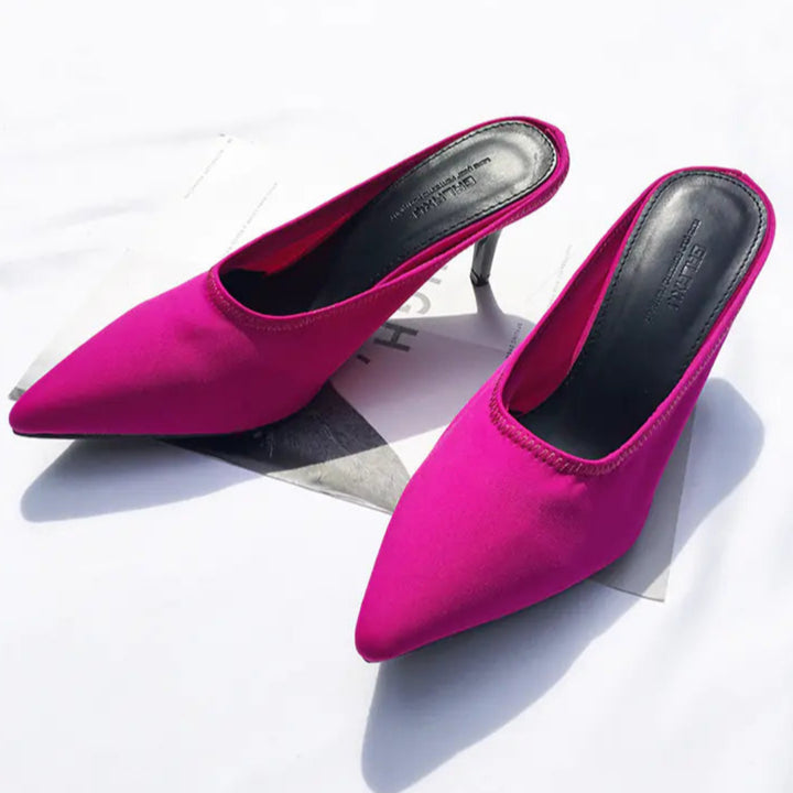 Mules Cetim Pontiagudo Elegante