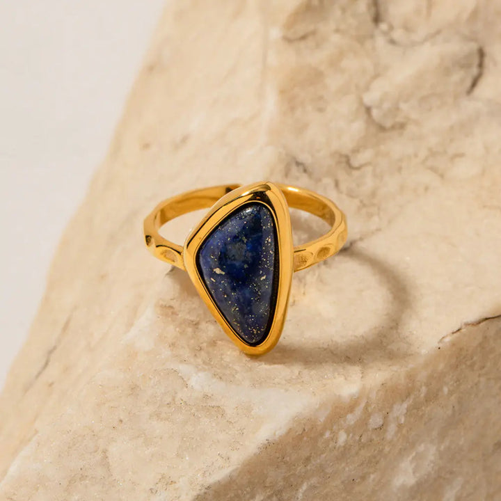 Anel Triangular Aço Inoxidável Dourado
