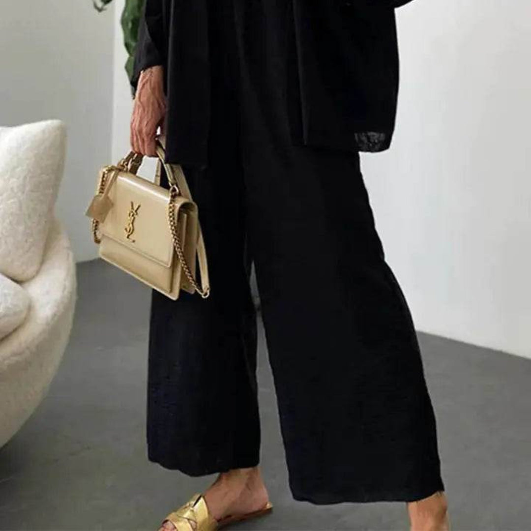 2024 New Cotton-Linen Cardigan and Wide-Leg Pants Set - KUKA Brand
