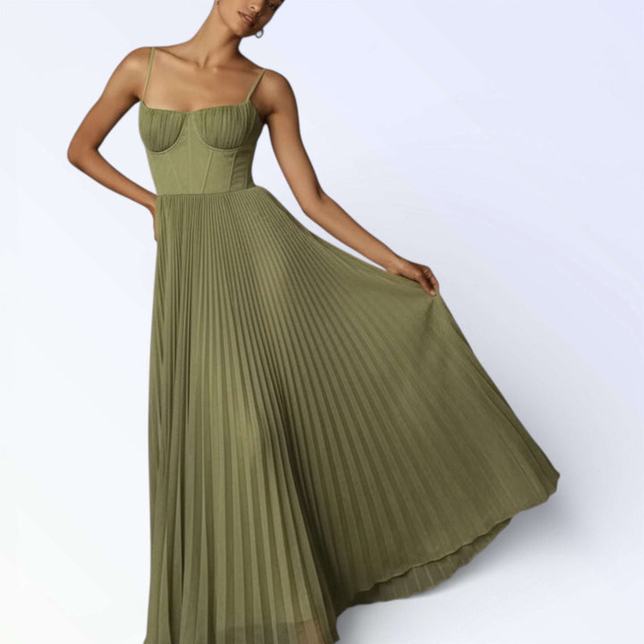 PLISSÉ — VESTIDO ALÇAS PLISSADO LONGO